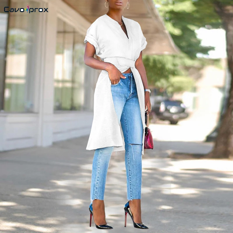 Women Short Sleeve Stand Collar Solid Blouse Casual Street Wear Fashion New Trends Summer Slim Fit Wrap Belt Shirts |