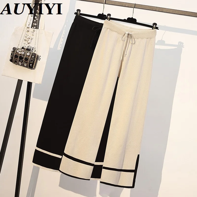 

Fashion Plus Size Women's Autumn And Winter New Autumn And Winter Knitted Wide-Leg Pants Thick Drape All-Match Casual Pants