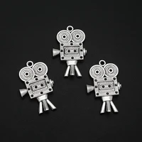 5pcslots 25x39mm antique silver plated projector movie charms vintage camera pendants for diy bangles jewelry making finding