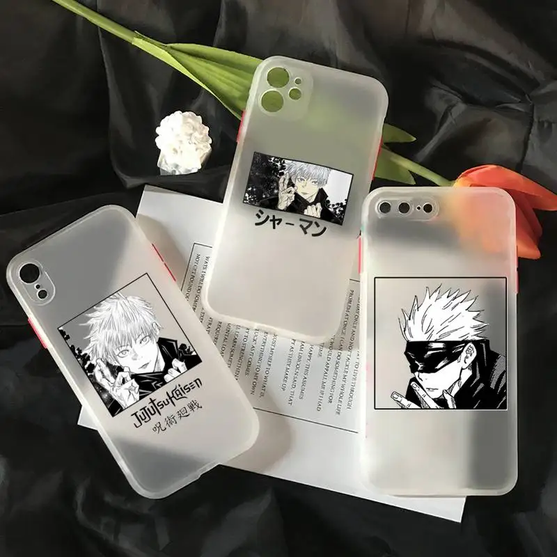 

Anime Jujutsu Kaisen Gojo Satoru Phone Case matte transparent For iphone 7 8 11 12 plus mini x xs xr pro max cover