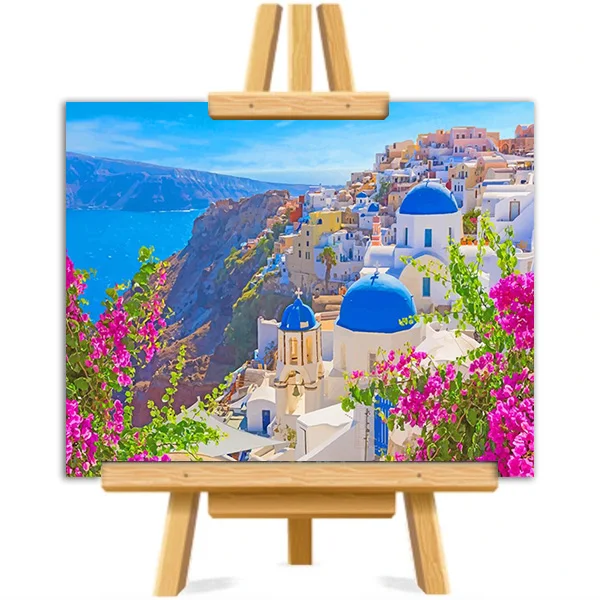 

Thira Santorini Greece Picture DIY Painting By Numbers Colouring Zero Basis HandPainted Oil Painting Unique Gift Home Decor