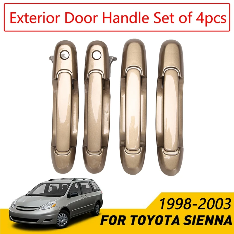 

Front Rear Left Right Outside Exterior Door Handle Set of 4Pcs for 1998-2003 Toyota Sienna 69220-08010-A0 Beige