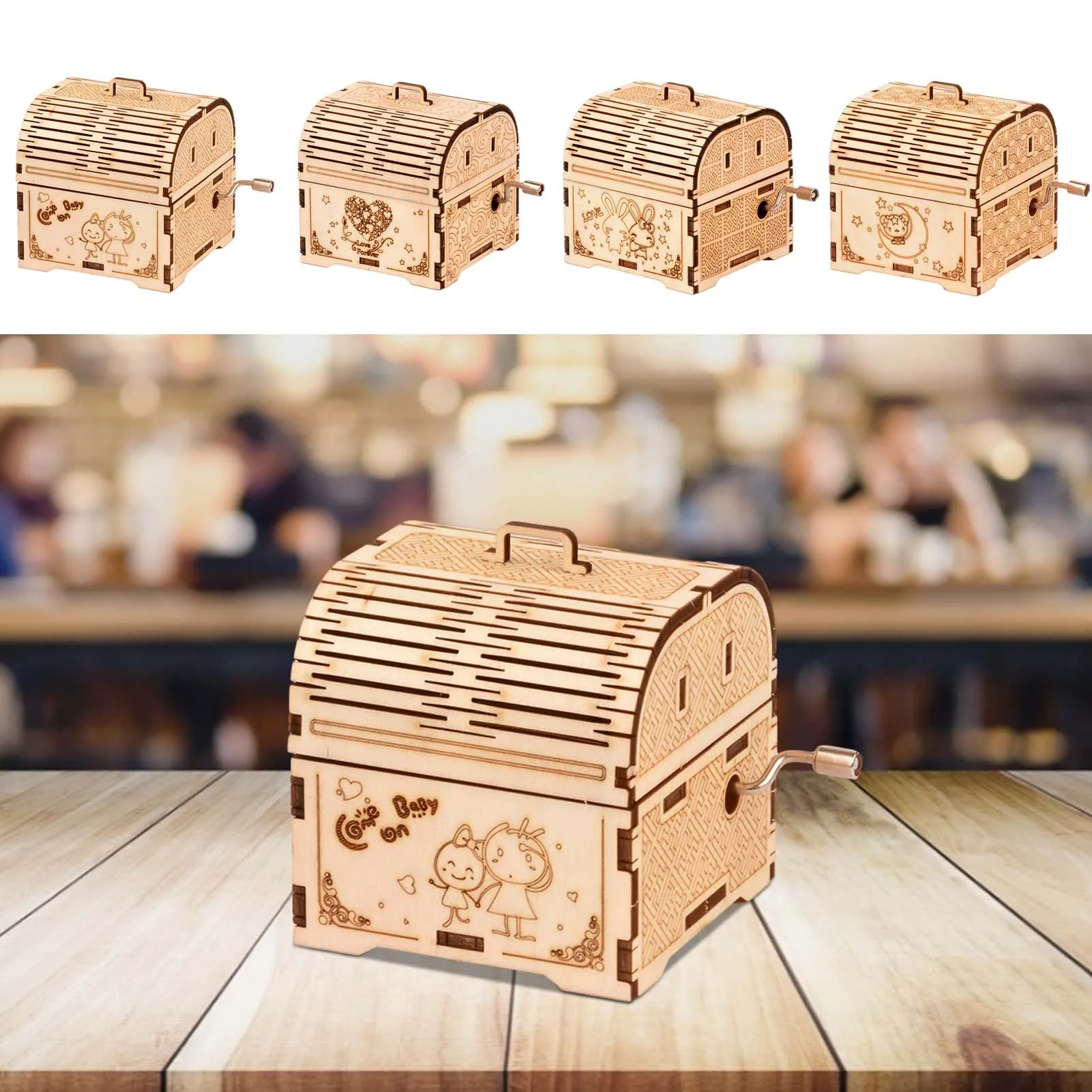 

Laser Cutting 3d Three-dimensional Puzzle Wooden Three-dimensional Assembly Model Classical Music Box Treasure Box