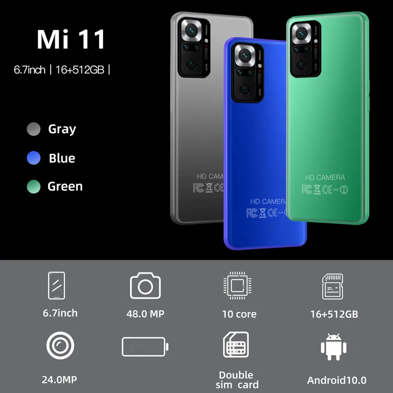 2021 global version mi 11 smartphone android 16gb 512gb 10 core 48mp carema 4g 5g cellphone daul sim featured mobile phones free global shipping
