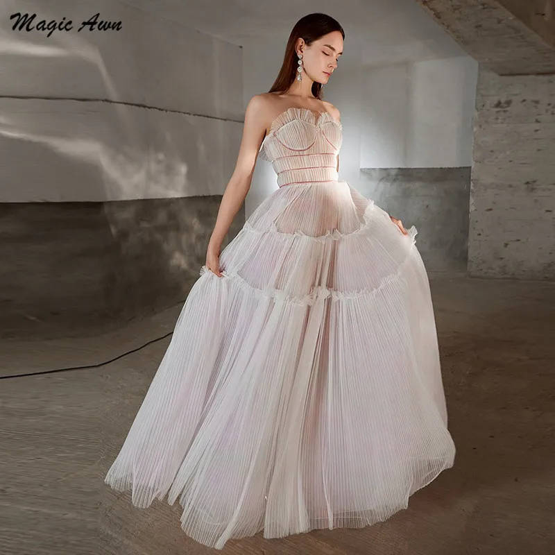 

Magic Awn 2021 Boho Wedding Dresses Sweetheart Pleats Sleeveless A-Line Country Mariage Gowns Sweep Train Beach Vestidos Novia