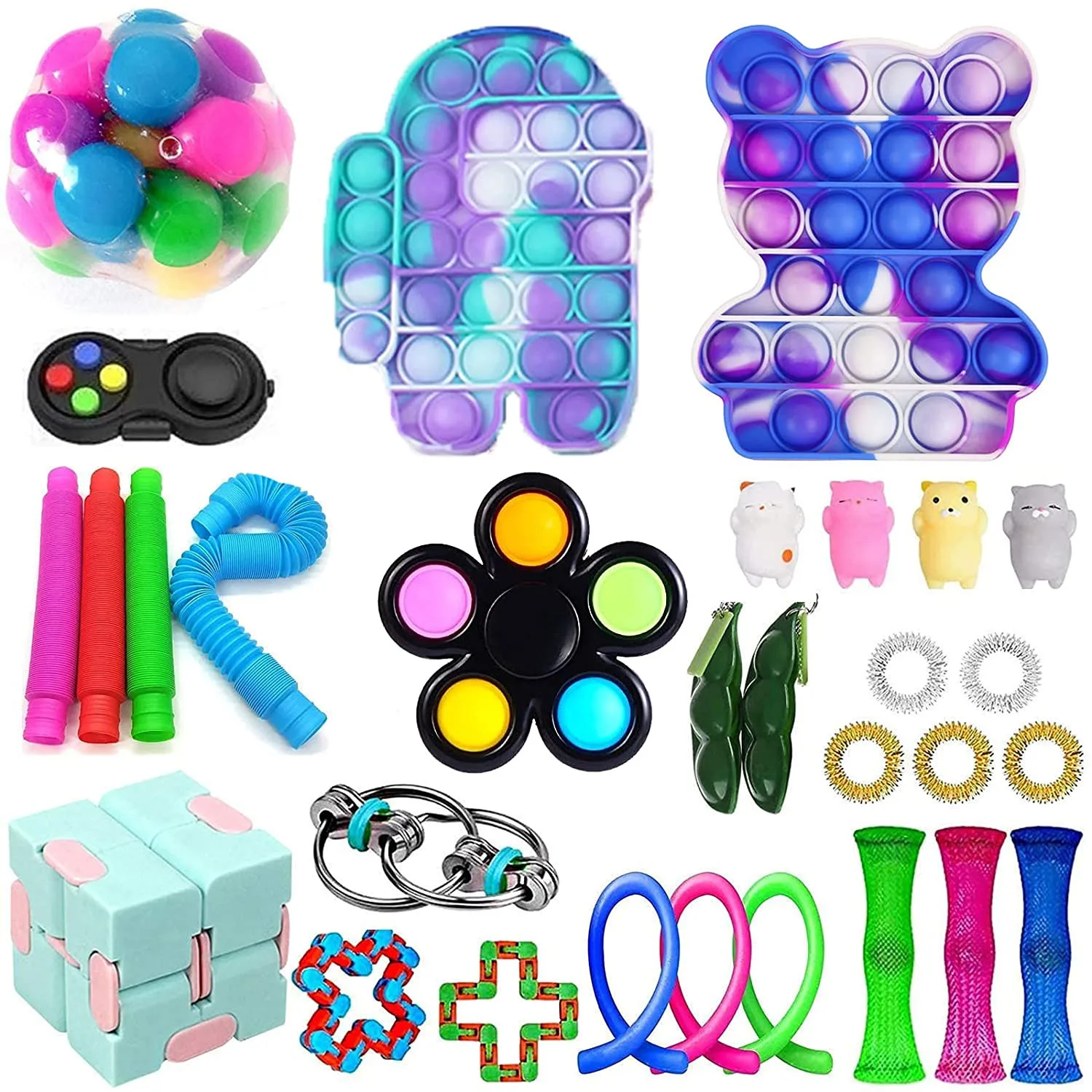 

Big Push Bubble Fidget Sensory Toy Set Autism Special Needs Stress Relief Toy Simple Dimple Antistress Pop it Decompression Toys