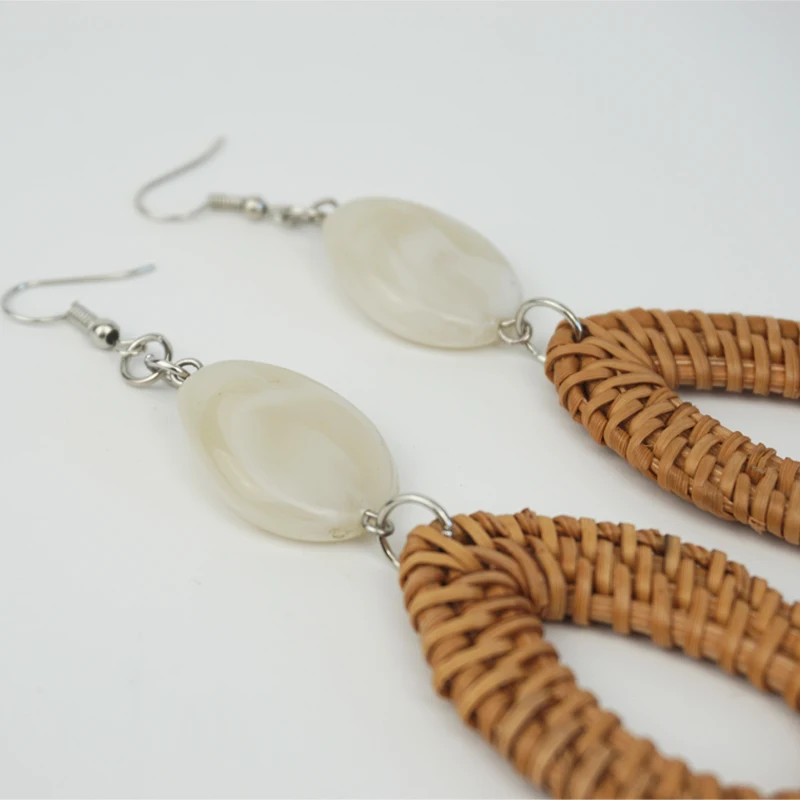 Женские Ротанговые серьги Cpop ручной работы из смолы и дерева с каплями воды