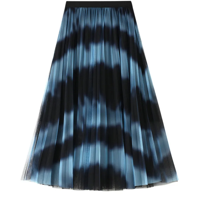 

hirigin Summer Women Mesh Patchwork Pleasted Skirt 2021 Fashion Sexy Club Street Casual OL Korean Style Skirts Waist 62-108cm