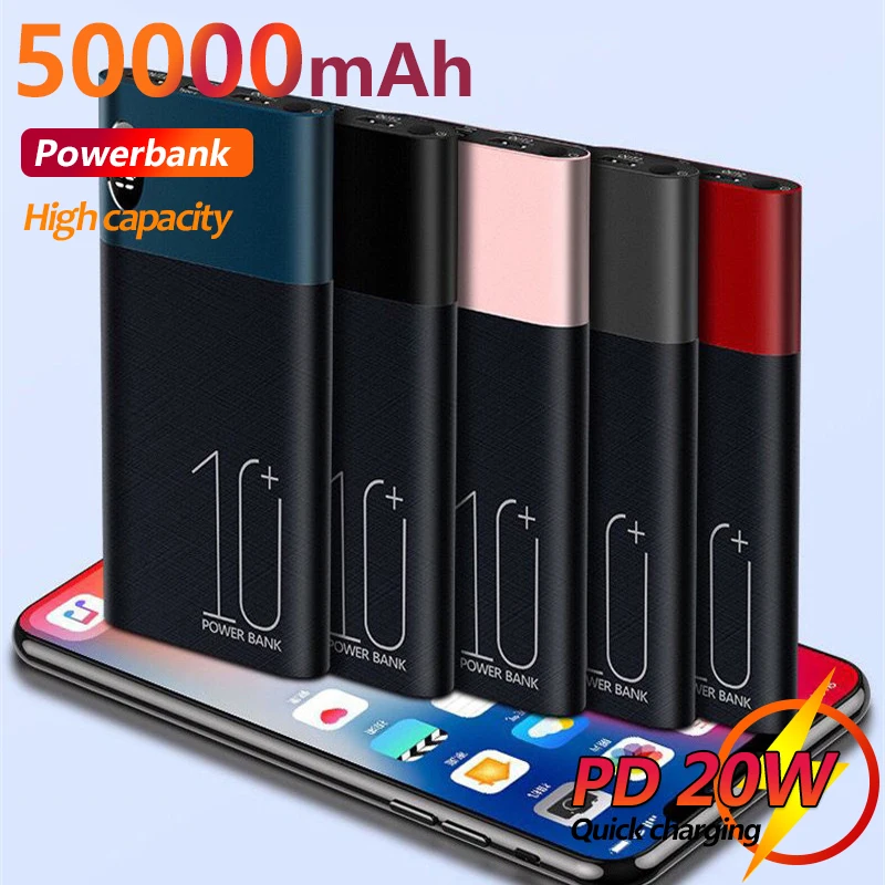 

Portable Fast Charging 50000mAh Power Bank for Xiaomi IPhone Samsung External Battery Charger with Digital Display Dual USB