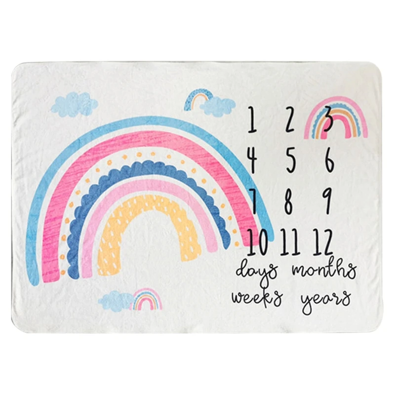 

Baby Monthly Record Growth Milestone Blanket Newborn Photography Props Accessory H3CD