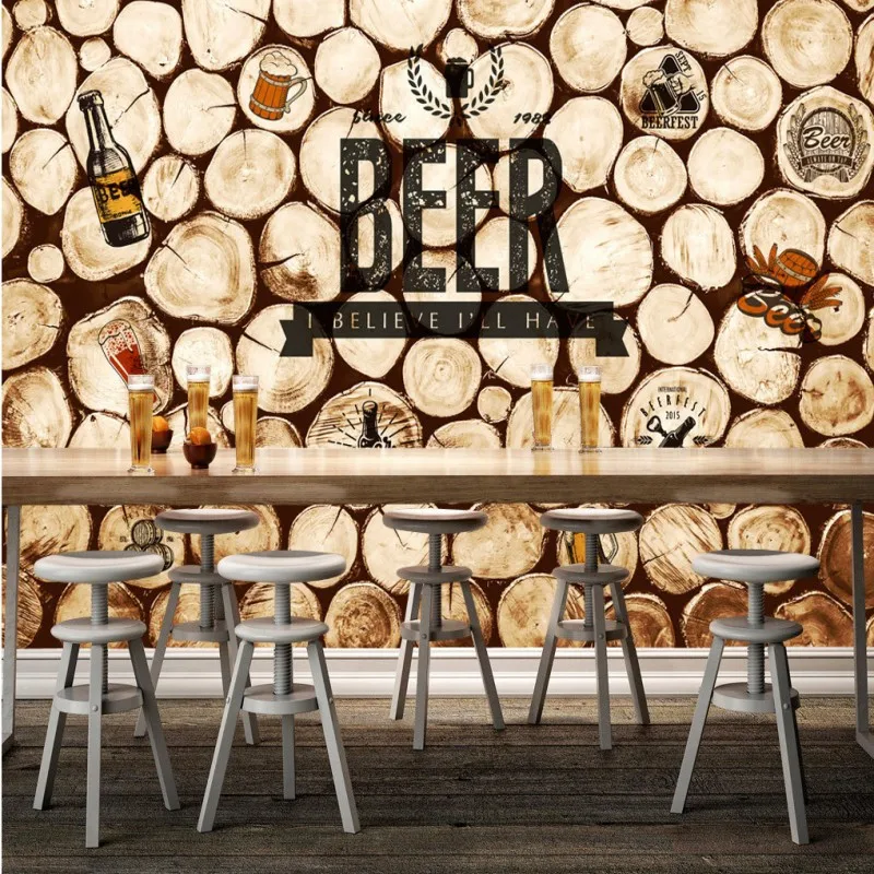 Дропшиппинг фотообои ретро ностальгические круглая древесина кофе бар KTV фон