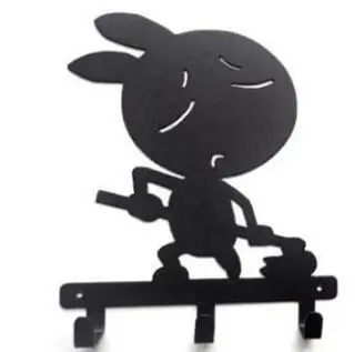 style 1 Original Design Funny Cartoon Rabbit Shaped Metal Robe Hook Coat Hat Bag Wall Hanger Decorative Wall Hooks - Цвет: style 1