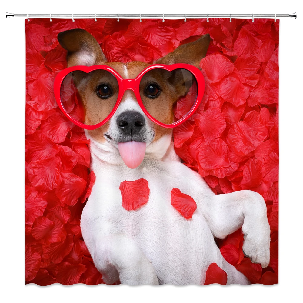 

Забавная душевая занавеска s Bath, домашний декор на День святого Валентина, водонепроницаемая 3d занавеска для ванной комнаты с котом и собако...