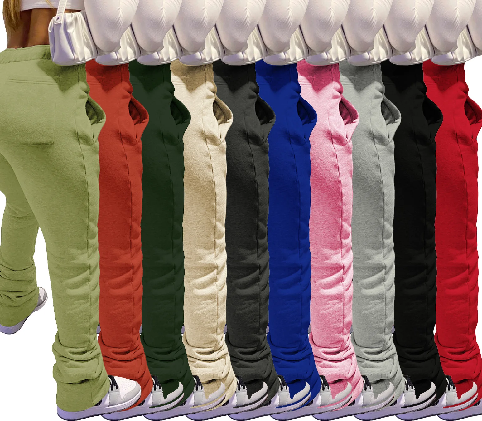 

Women's casual pants fashionable sports pants drawstring stack pants