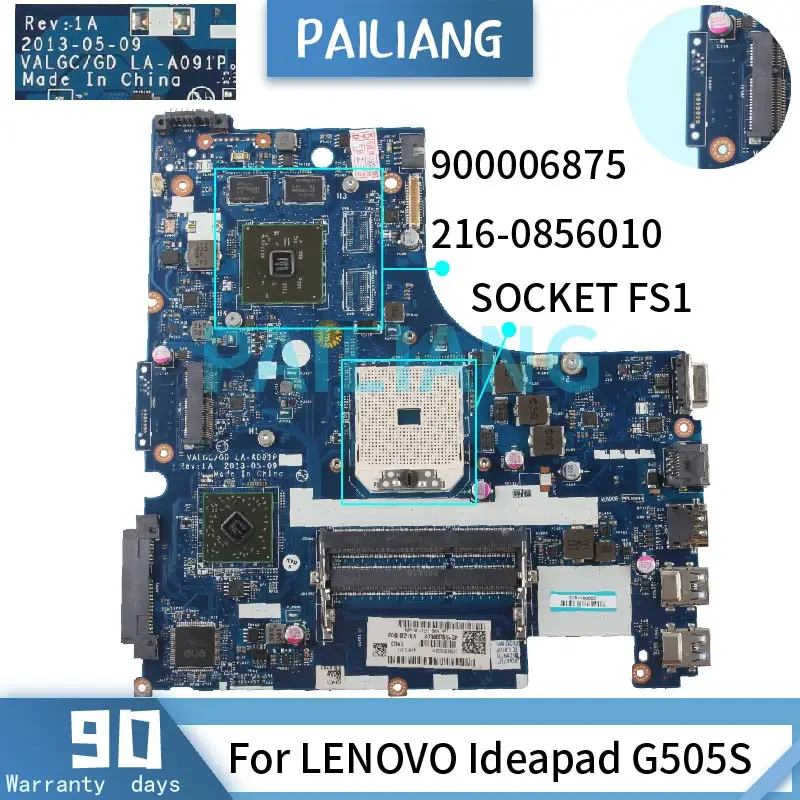 Материнская плата PAILIANG для ноутбука LENOVO Ideapad G505S 15 дюймов LA-A091P 900006875 216-0856010 DDR3
