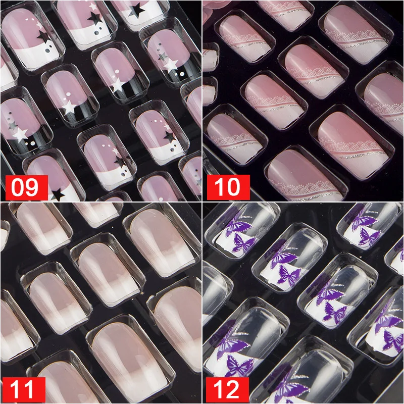 24 шт./корт. С 1 шт. клейкой лентой для ногтей нажмите на накладные ногти это