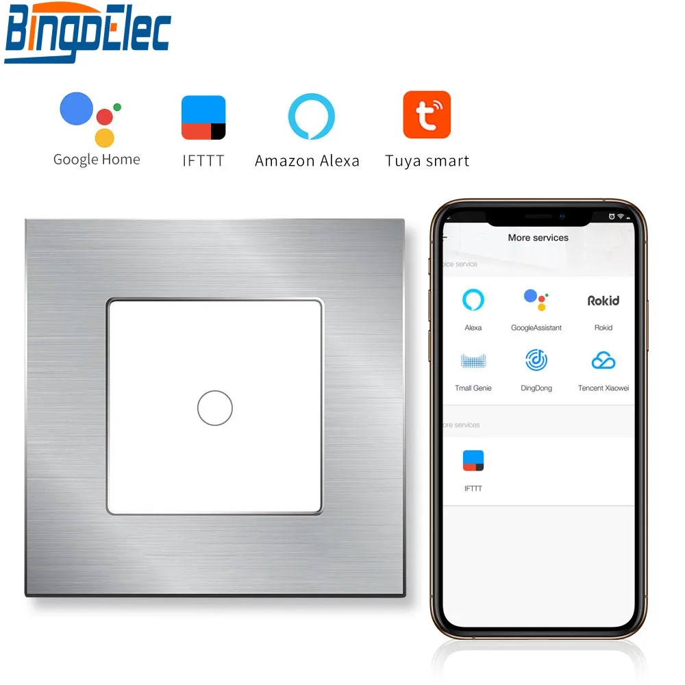 Bingoelec 1 банда способ WIFI сенсорный выключатель алюминиевая рама для стеклянной