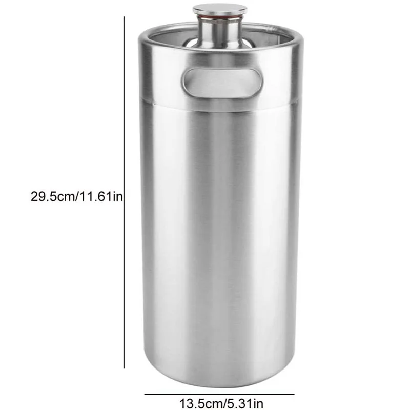 

Portable Mini Keg Style Stainless Steel Beer Homebrew Barrel with Cover Beer Craft Barrel for Home Hotel Supplies(3.6L)