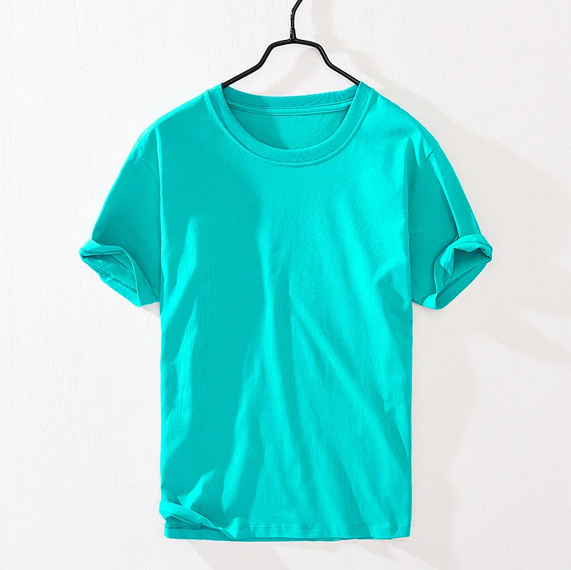

T150 Spring Summer T-Shirt Short Sleeve Loose Simple Solid Color Sweat Casual Trendy O-Neck Fashion Fresh Youth Handsome Tees