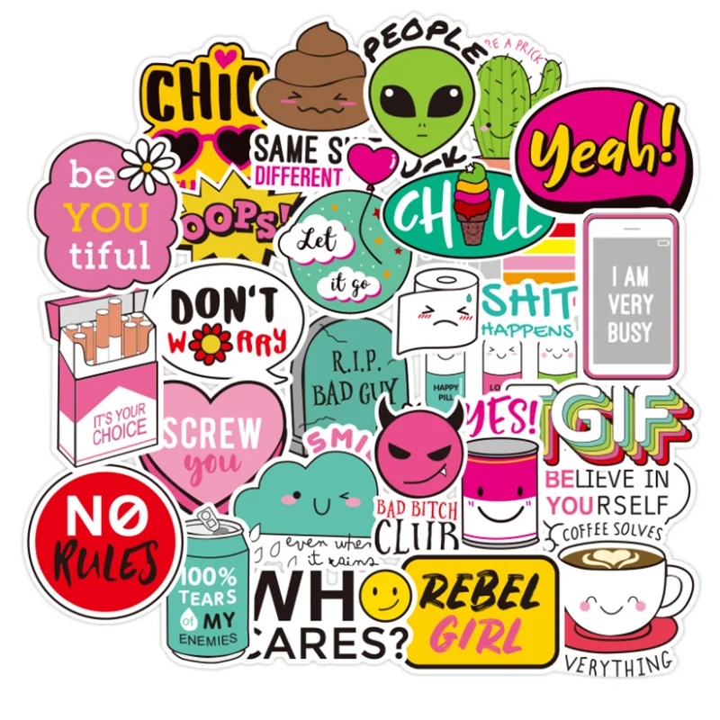 

10/30/50PCS pink small fresh series funny patterns waterproof cute cartoon graffiti stickers mobile phone notebook decoration