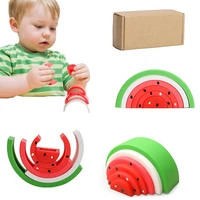 1set silicone watermelon puzzle montessori toys baby stacking building blocks educational diy build creative growth gift