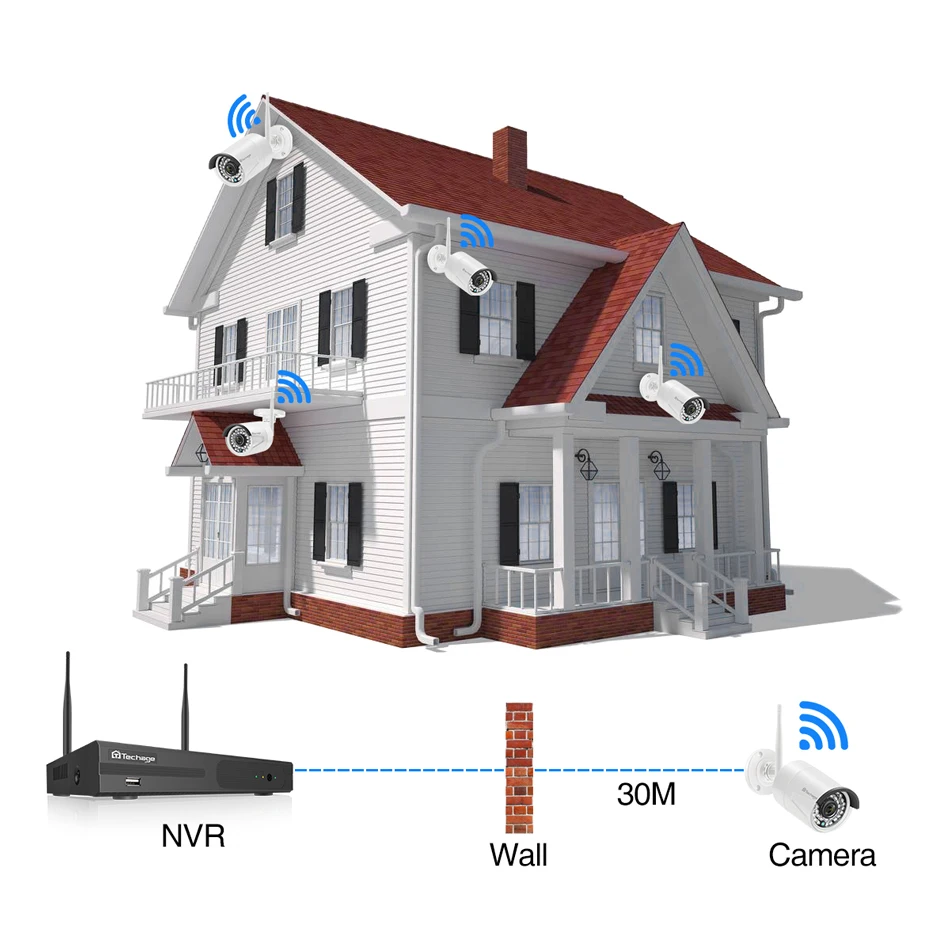 Techage 8CH аудио звук беспроводная CCTV система безопасности 1080P 2MP Wifi NVR