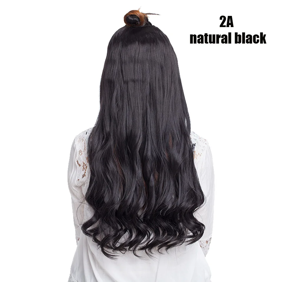 natural black S-noilite, прямые u-части волосы для наращивания на заколках, 4 заколки в одном куске, синтетические волосы для наращивания, искусственные волосы для женщин - Цвет: natural black