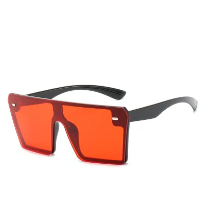 Square Oversized Sunglasses Women Flat Top Gafas Shades For Women Sun glasses okulary New Luxury Sunglasses UV400 - Lenses Color: Black red