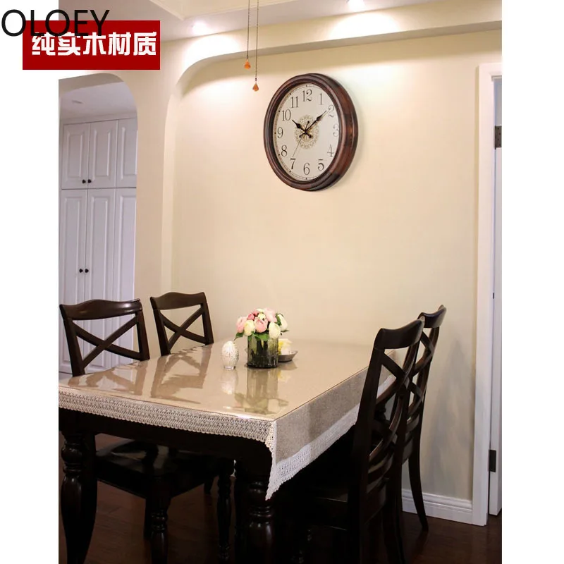 Большие настенные часы из массива дерева в стиле ретро бесшумный механизм