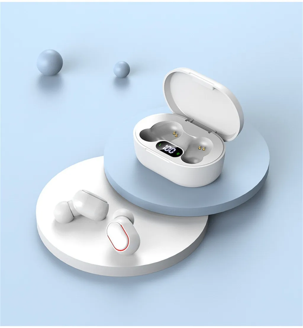 

Wireless Bluetooth 5.0 Earphone TWS Mini In-ear LED Display Screen Sports Running Headset Support iOS/Android Phones With Mic