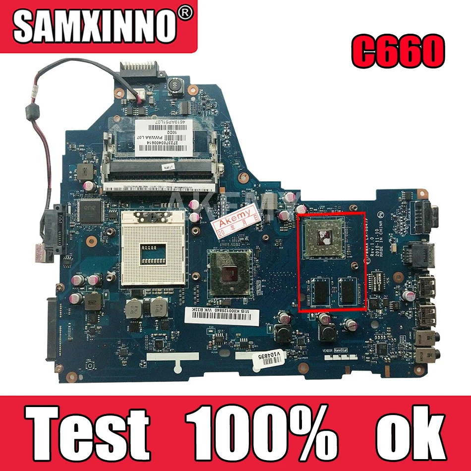 Akemy материнская плата для ноутбука Toshiba Satellite C660 A660 K000114920 PWWAA LA 6847P DDR3 основная