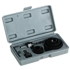 Набор корончатых сверел, комплект из 1119 насадок диаметром 19-64 мм, из сплава дерева, листового металла, с круглым чехлом