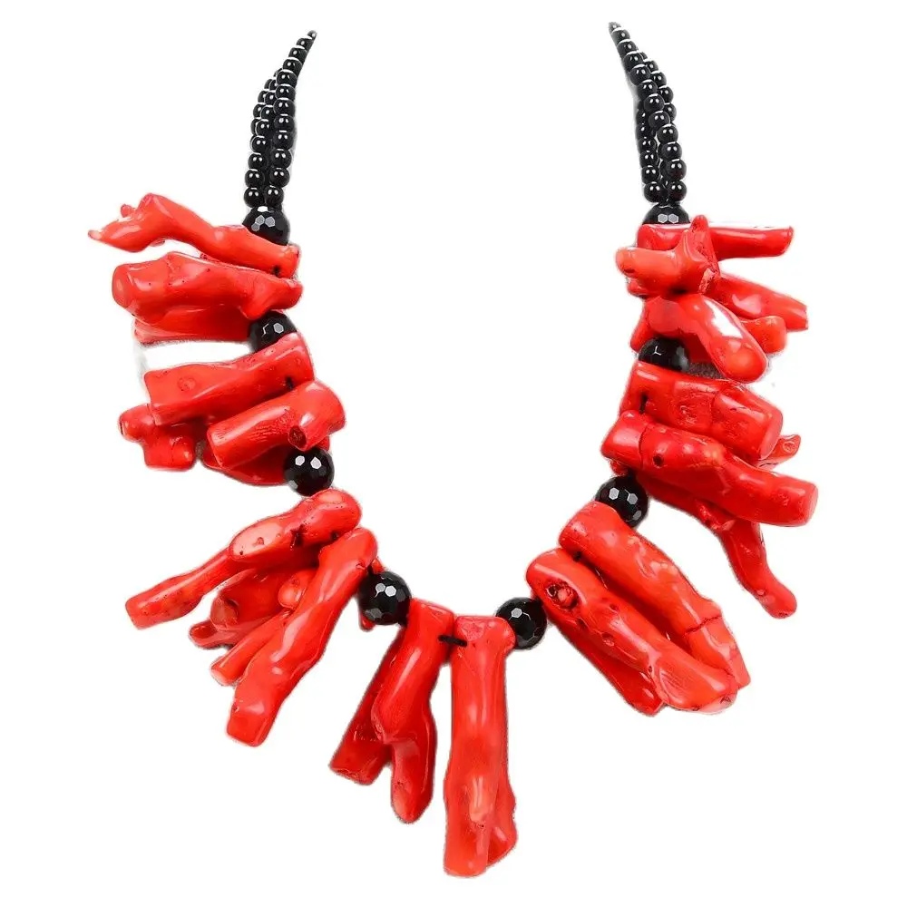 GG ювелирное изделие Массивное колье из оранжевого кораллового оникса 38-45 мм 20