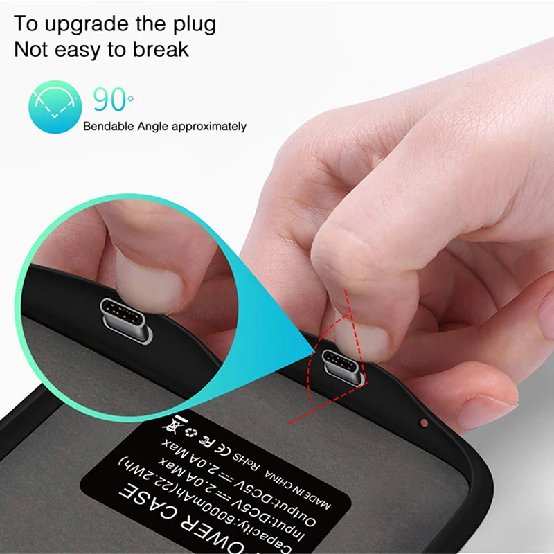 Чехол Aroay 6000 мАч с аккумулятором power Bank для iphone 11 ProMax, чехол для зарядного устройства, умный силикагелевый материал, чехол для iphone 11
