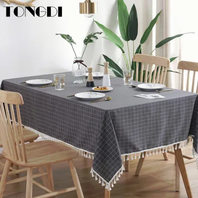 TONGDI скатерть элегантная льняная кружевная вышивка прочная Eazy для уборки