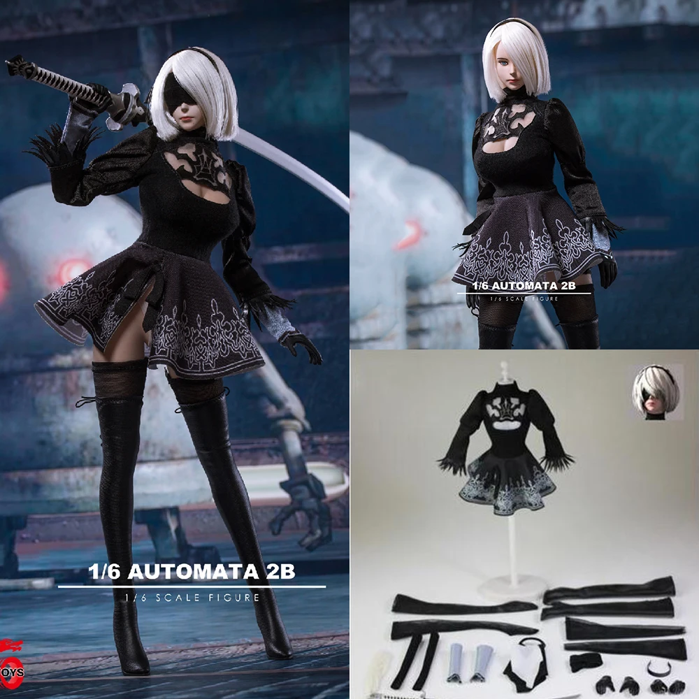 

1/6 Scale Sexy Clothes Set TF01 NieR:Automata A2 Female Girl Head Carved with Sword Clothes Set for 12'' Pale Female Figure Body