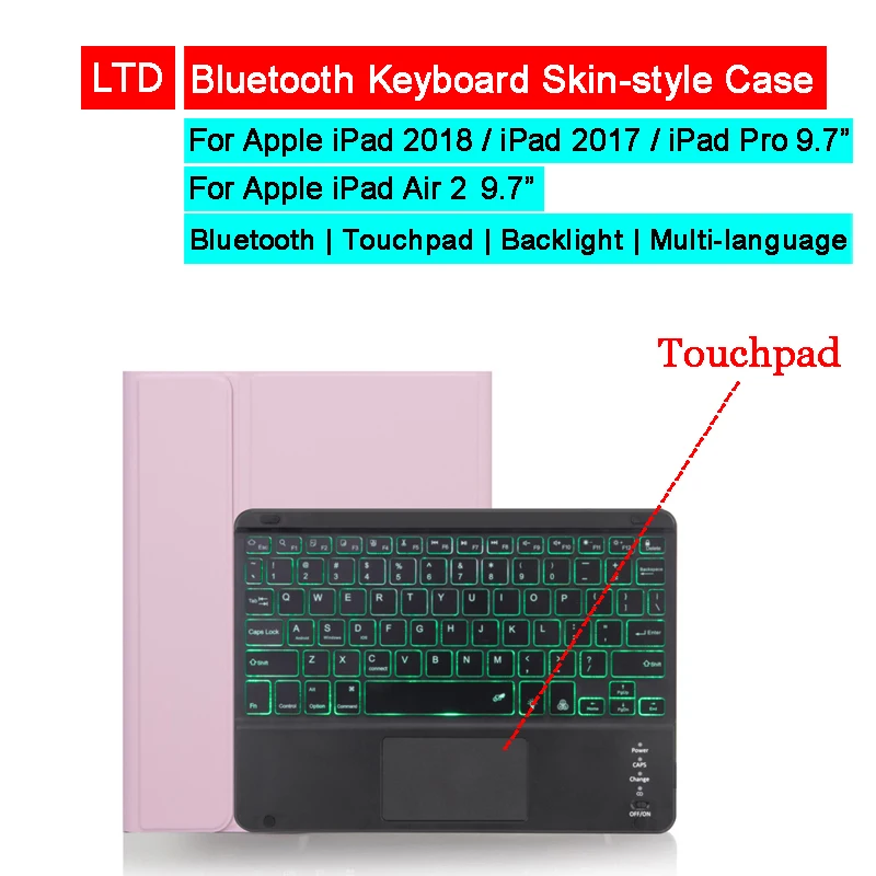 Чехол с Bluetooth клавиатурой для iPad 2018 2017 9 7 Pro Air2 трекпад подсветкой русская Арабская