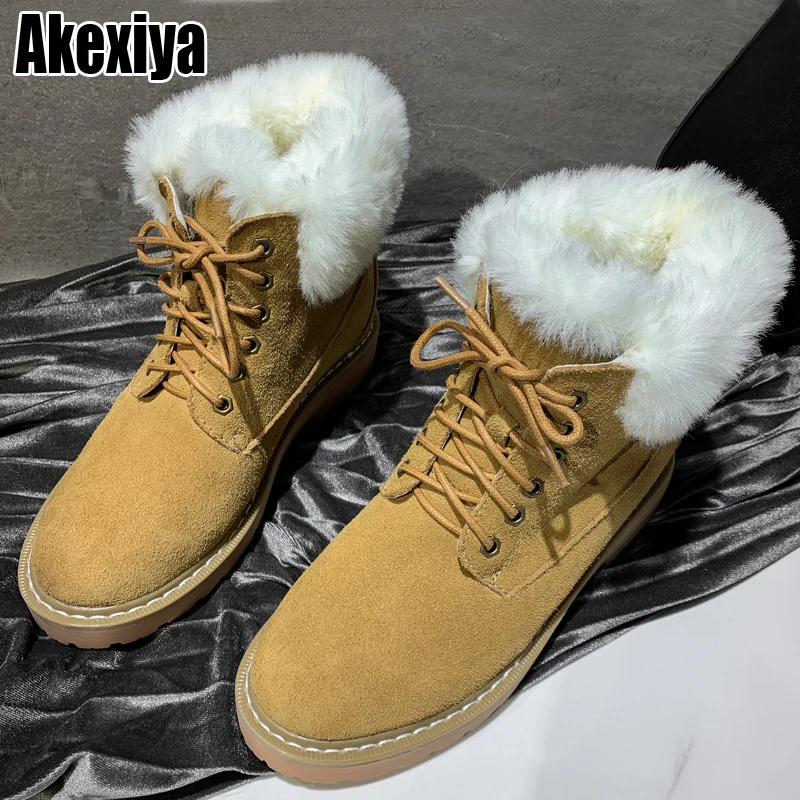 

New 2021 women winter boots thicken fur snow boots women's leather shoes soft bottom high top winter shoes ladies non-slip boots