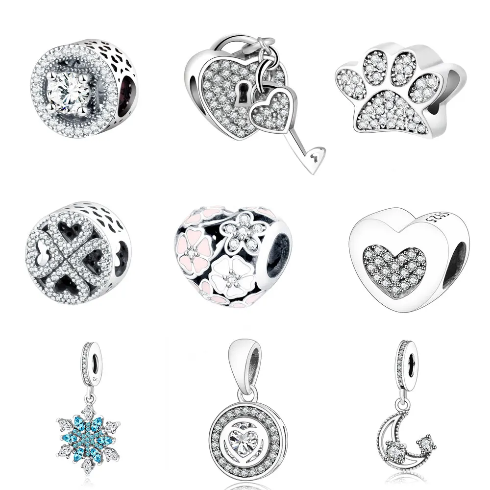 Оригинальные Изящные подвески браслеты серебряные бусины 925 пробы Подвески с