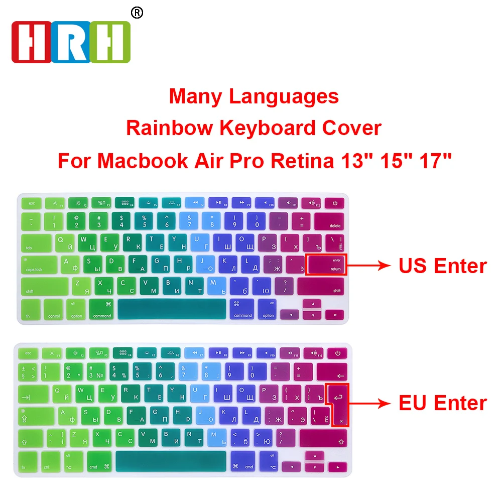 Силиконовая накладка на клавиатуру для Macbook Air Pro Retina 13 15 17|rainbow silicone keyboard cover|silicone