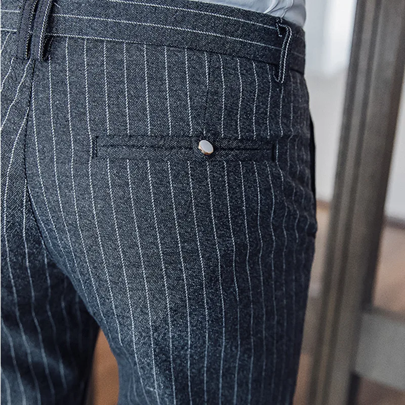 Брюки мужские серые в клетку деловые Повседневные Классические штаны большие