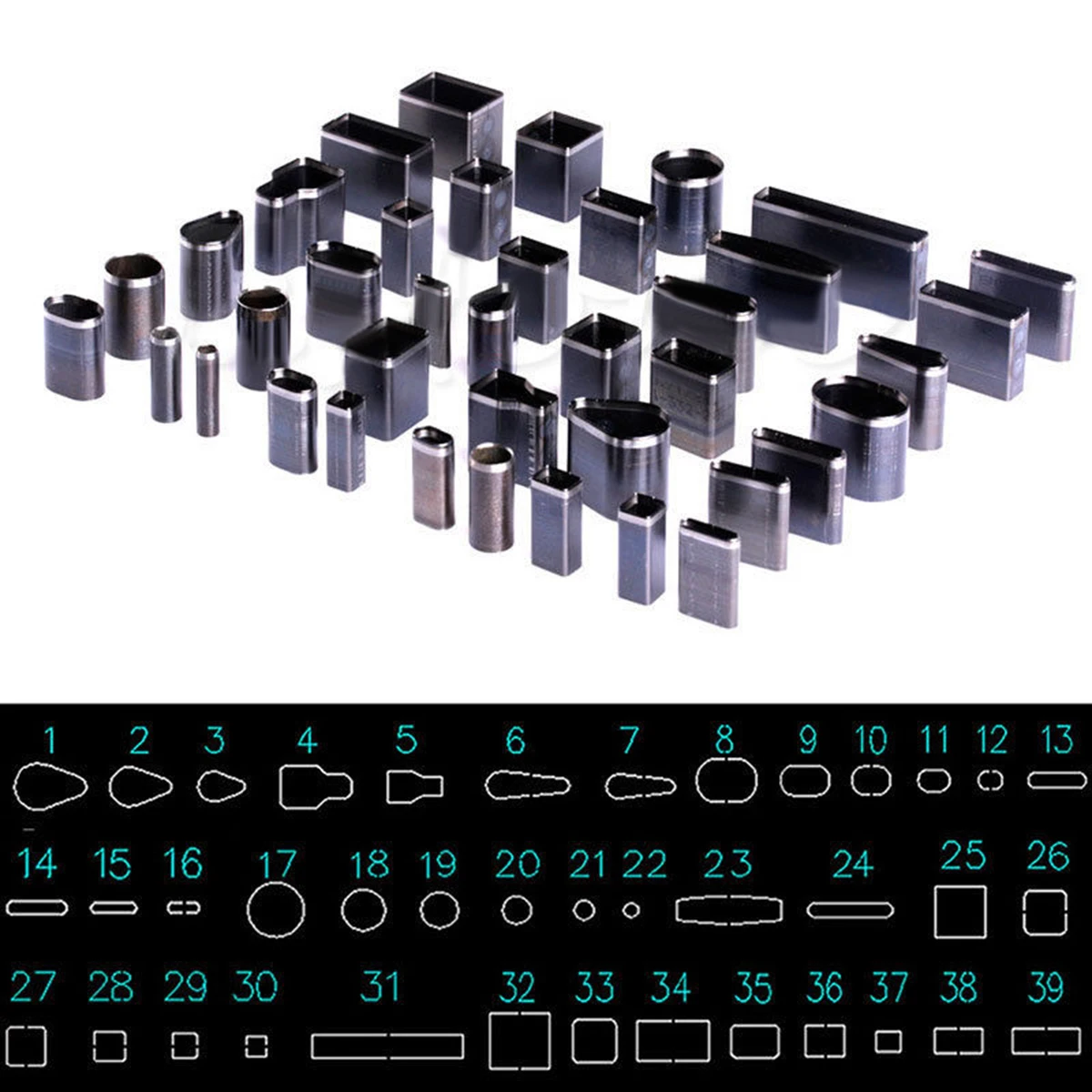 

1 Set 39 Shape Style Hole Hollow Cutter Punches Leather Craft Punch Metal DIY Cutter Tool Accessory for Phone Holster Mayitr