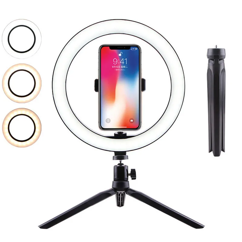 Кольцевой светодиодный светильник для фотосъемки с регулируемой яркостью селфи