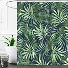 Занавеска для душа с зелеными тропическими растениями, мультяшная Водонепроницаемая штора из полиэстера для ванной комнаты, занавеска для душа