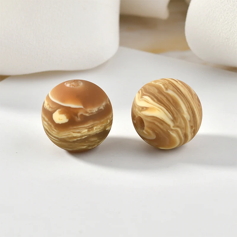 10 шт смолы круговой прямой отверстие планетарные текстурные бусы DIY ожерелье