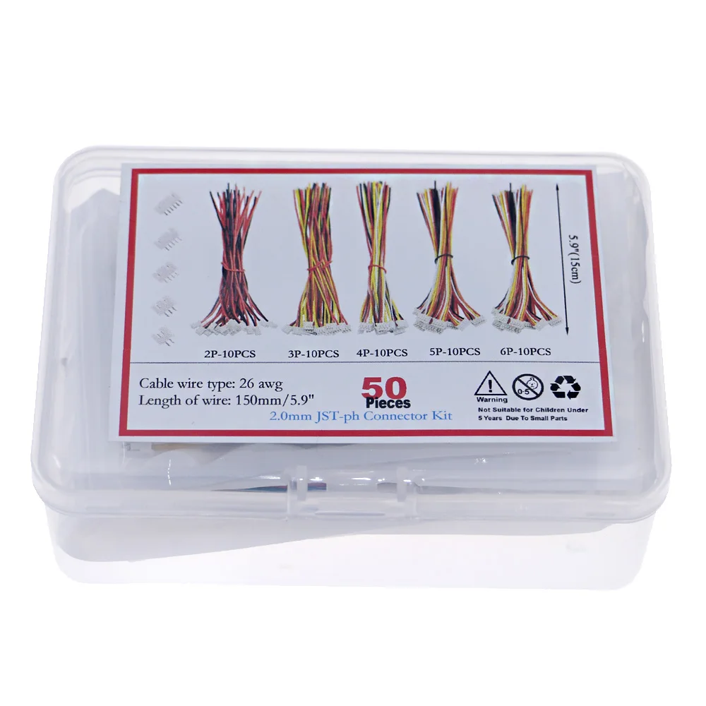 50 комплектов в коробке мини микро JST PH2.0 - 2/3/4/5/6 контактный разъем набор