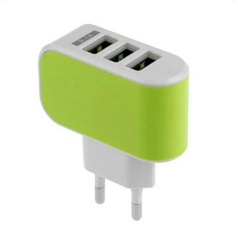 Портативное мини-зарядное устройство с 3 USB-портами ярких цветов