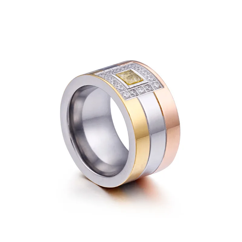 Роскошное обручальное кольцо золотистого цвета с большим размером 12 мм