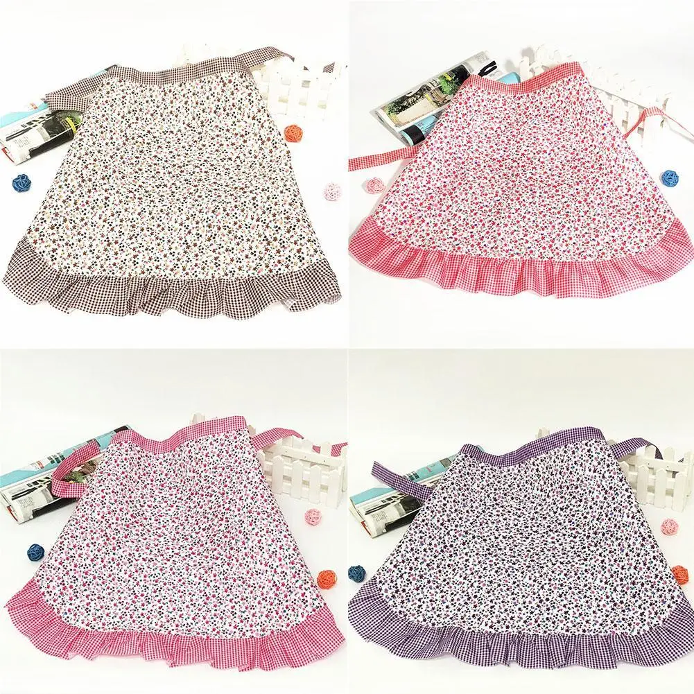 

1pc Cooking Colorful Short Waist Kitchen Apron Lace Kitchen Maid Waist Bib Costume Half With Party Waitress For Women Favor F3H2