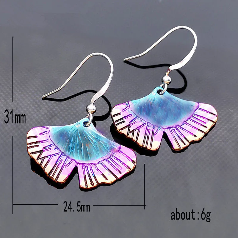 2019 Винтажные висячие серьги в виде металлического листа гинкго билоба стиле бохо